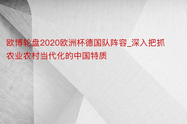 欧博轮盘2020欧洲杯德国队阵容_深入把抓农业农村当代化的中国特质