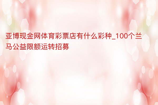 亚博现金网体育彩票店有什么彩种_100个兰马公益限额运转招募